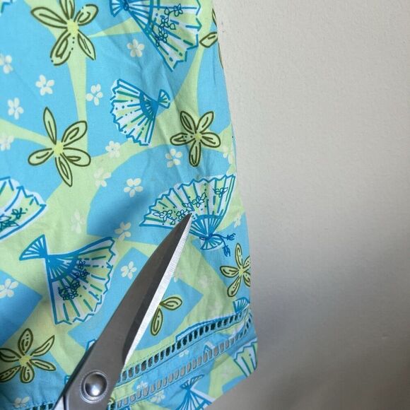 Lilly Pulitzer Vintage Printed Mini Dress 2 Green Japanese Fan Floral Print READ - Picture 8 of 8